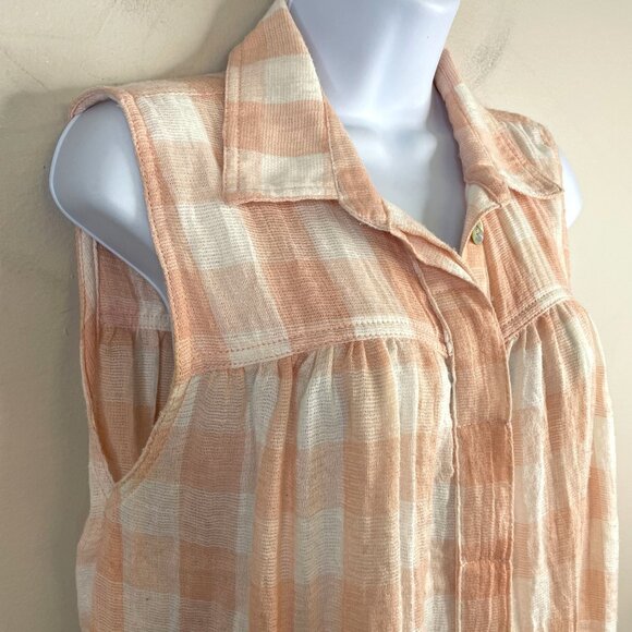 Free People Country Gingham Check Western Top Size S Sleeveless Cowgirl Farm - Picture 3 of 11